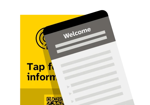 スマートフォンでTapGuideカウンターカードにタッチしている様子