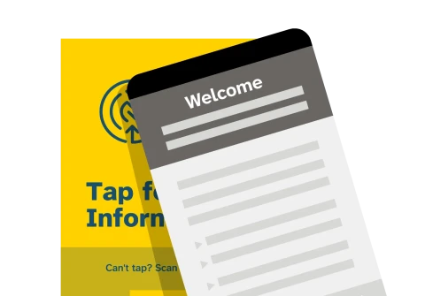 Smartphone tapping a TapGuide counter card
